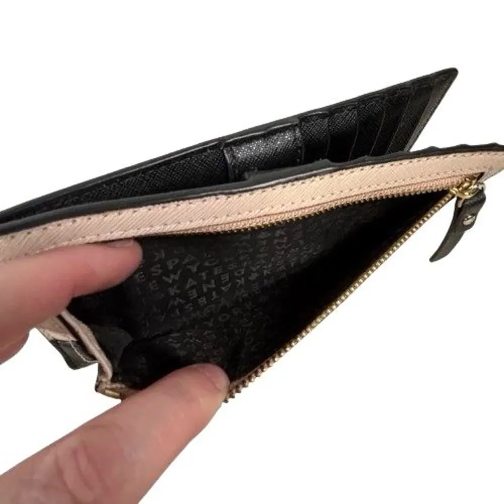 Kate Spade Laurel Way Stacy Bifold Wallet Credit Card Organizer Warm Beige Black